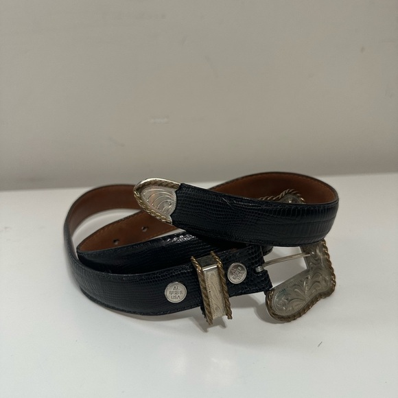 Al Beres Black Leather Belt with Silver Buckle Women’s Size 26 - Picture 3 of 14